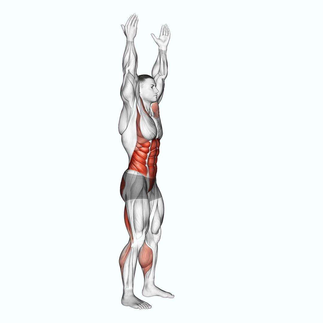 arms apart circular toe touch