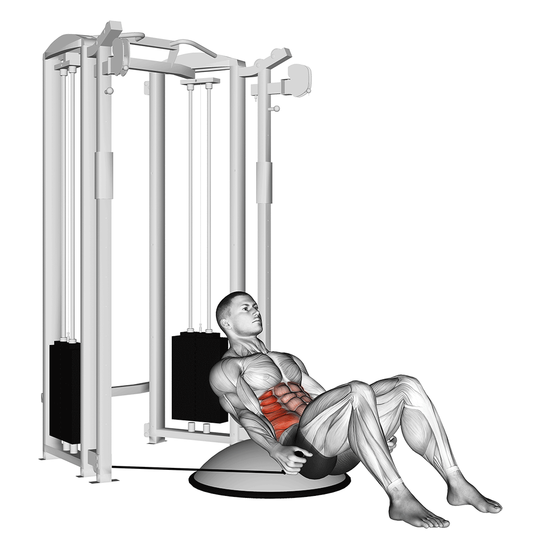 cable side bend crunch (bosu ball)