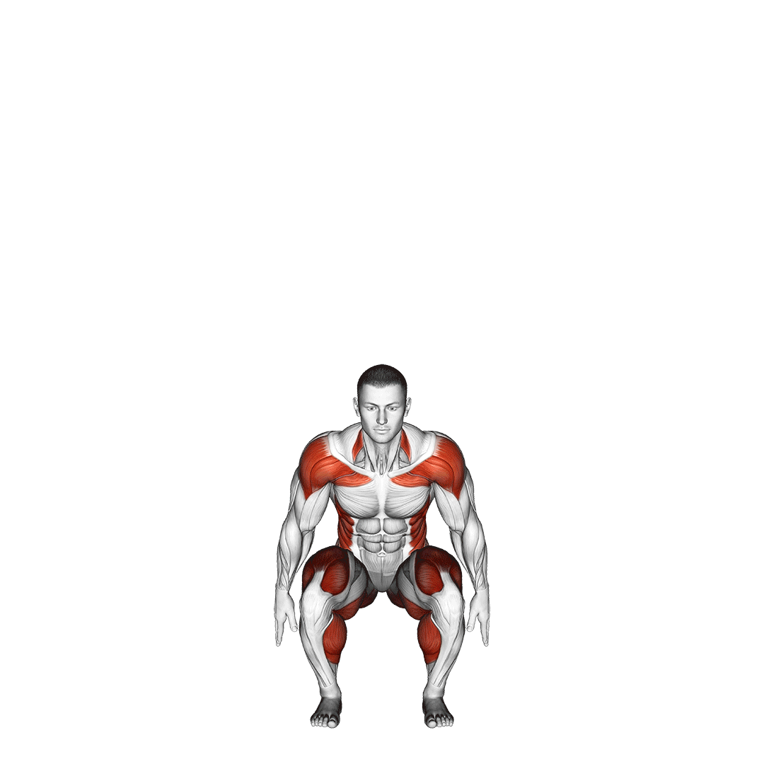 squat to overhead reach with twist